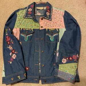 Carrie Allen Designer Women XL‎ Embroidered Sequin & Beaded Denim JACKET